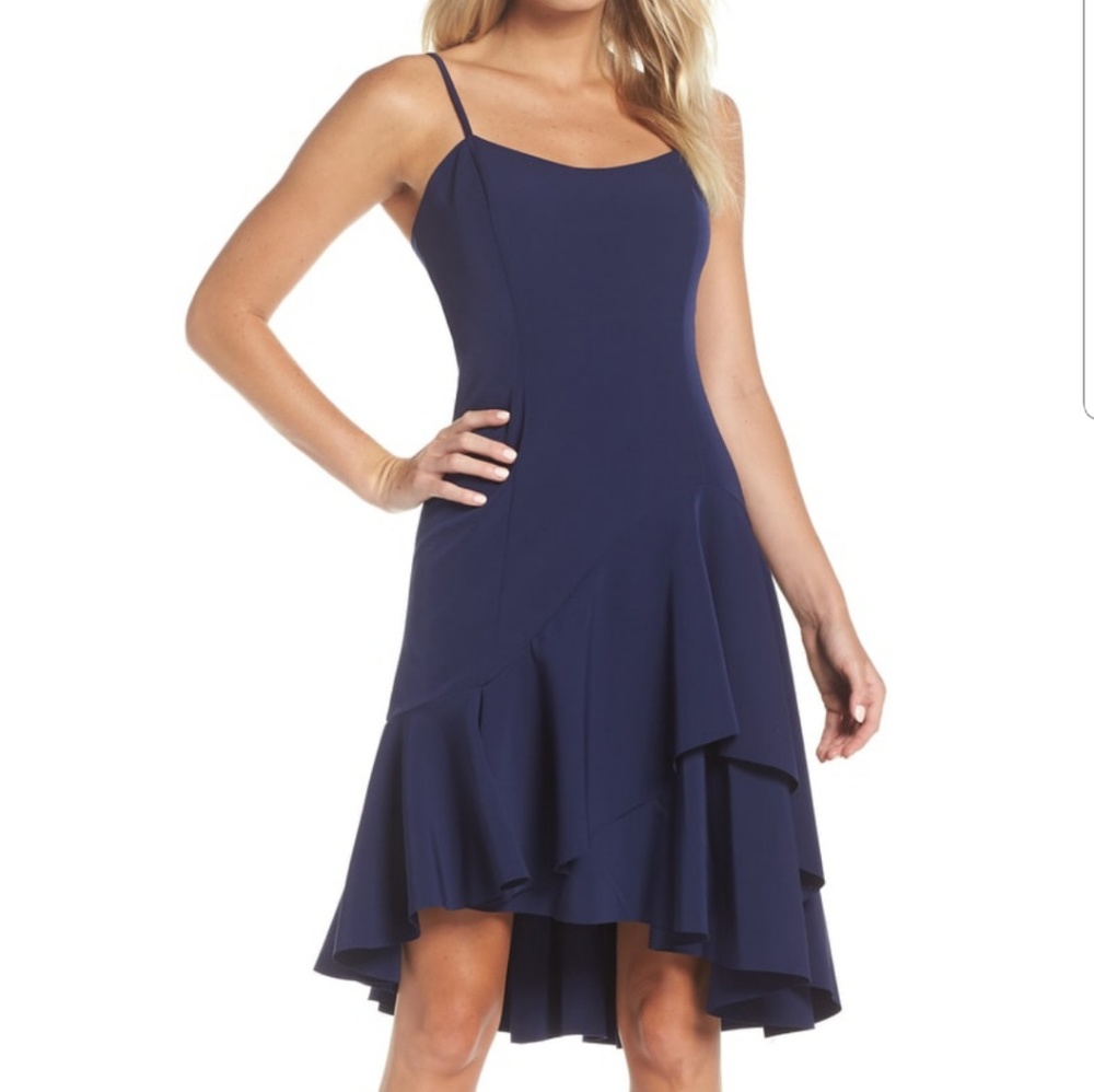 Vince camuto high low ruffle hem dress Navy